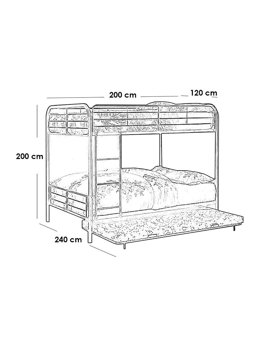 سرير 3 طوابق ستيل 200×120×200 سم- اسود كود Bunkbed13039 _