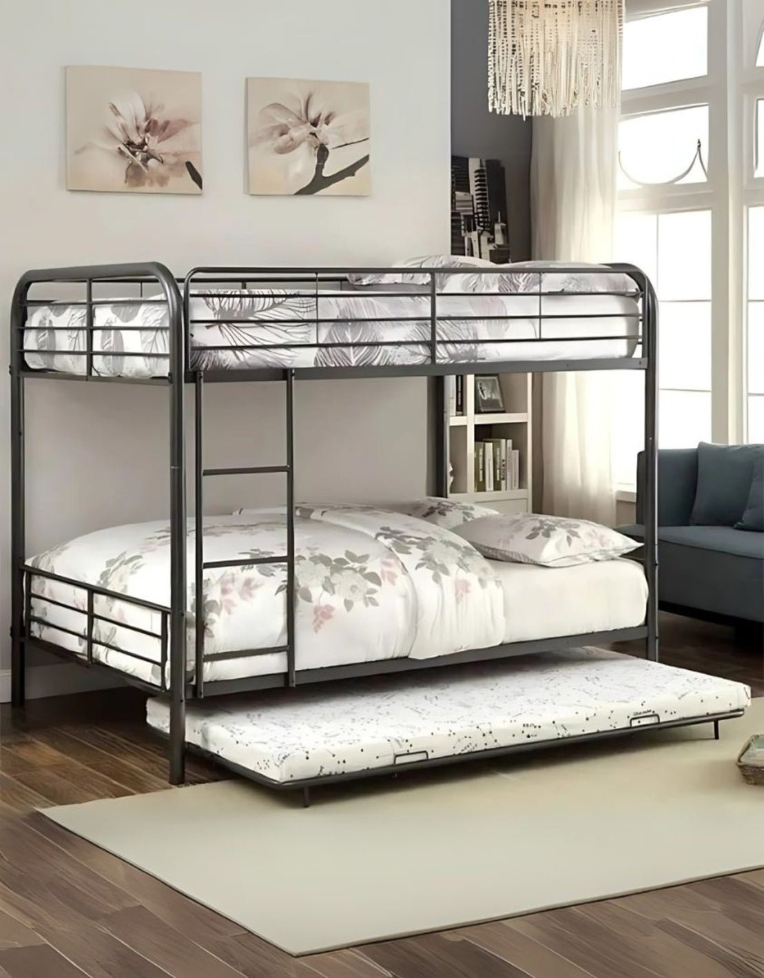 سرير 3 طوابق ستيل 200×120×200 سم- اسود كود Bunkbed13039