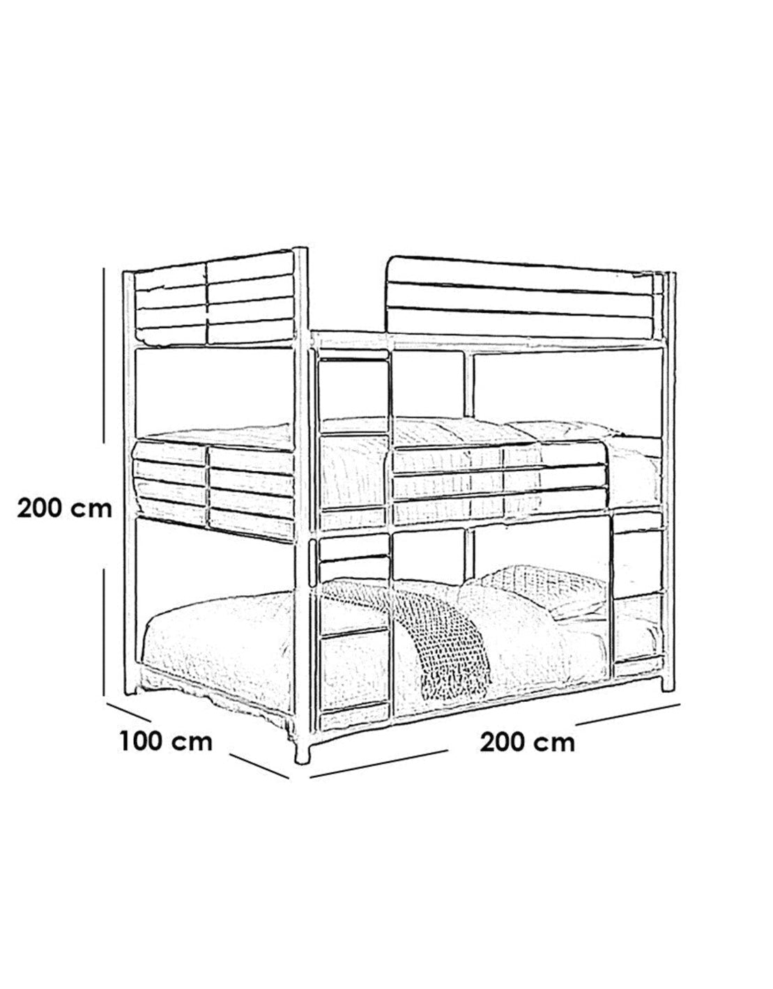 سرير 4 طوابق حديد أسود - 200×200×100 سم كود Bunkbed13024 _