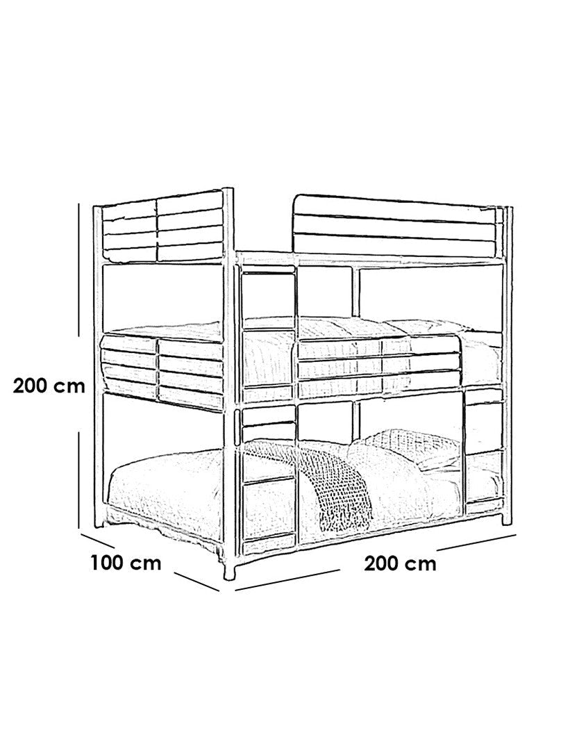 سرير 4 طوابق حديد أسود - 200×200×100 سم كود Bunkbed13024 _