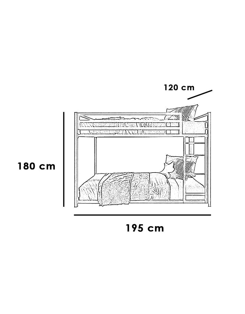 سرير بدورين حديد رمادي 180×120×195×190 سم كود Bunkbed13030 _