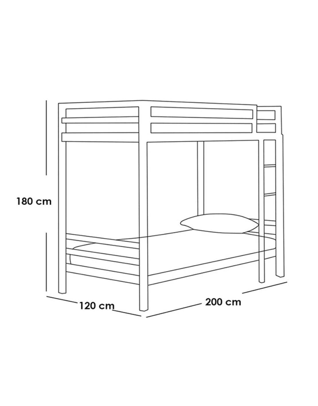سرير بطابقين حديد 180×120×200 سم - اسود كود Bunkbed13033