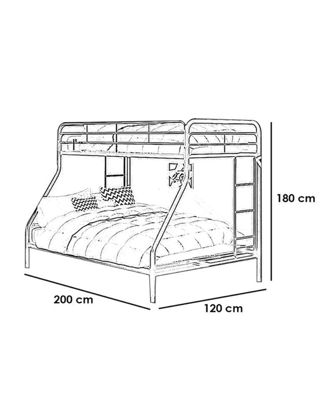 سرير بطابقين حديد 180×120×200 سم - اسود كود Bunkbed13035 _