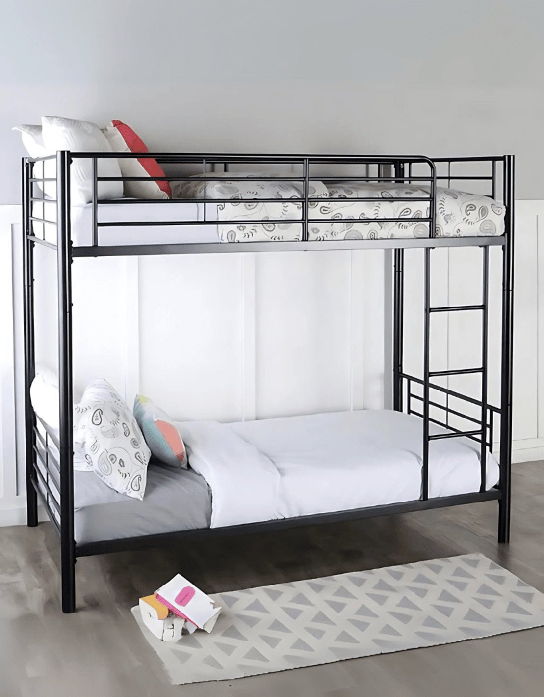 سرير بطابقين حديد 200×120×200 سم - أسود كود Bunkbed13021 _