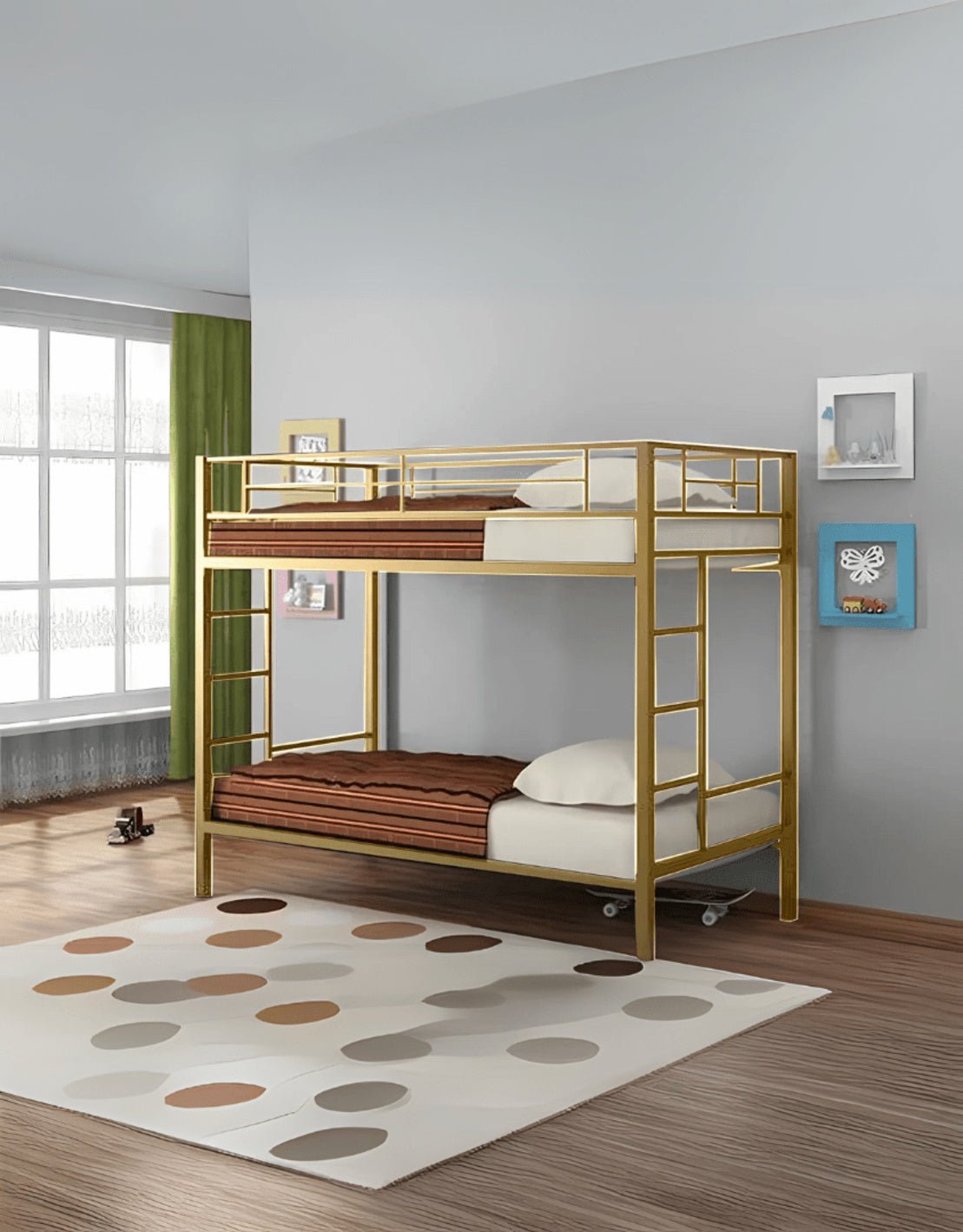 سرير بطابقين حديد 200×120×200 سم - ذهبي كود Bunkbed13000