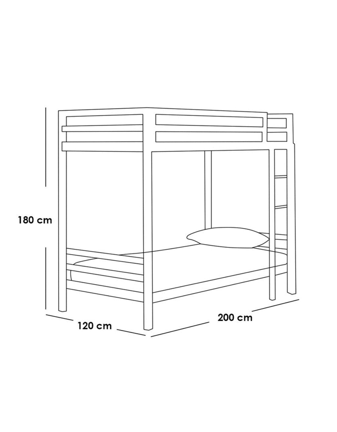 سرير بطابقين حديد رمادي - 180×200×120 سم كود Bunkbed13022 _