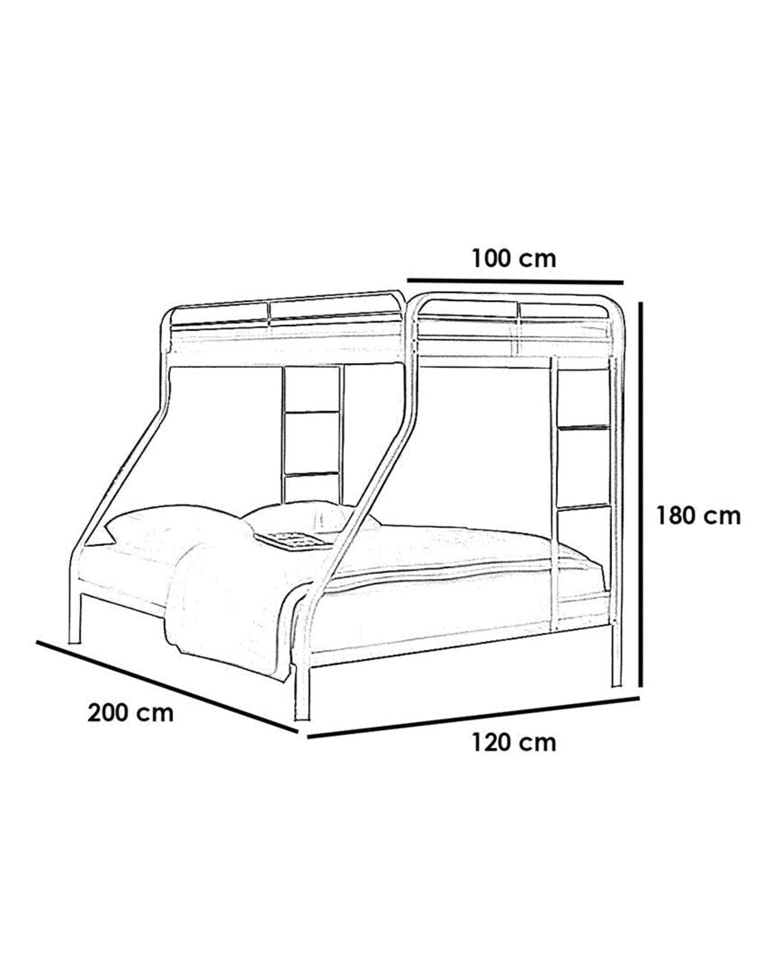 سرير بطابقين معدن رمادي - 200×120×180 سم كود Bunkbed1301040 _
