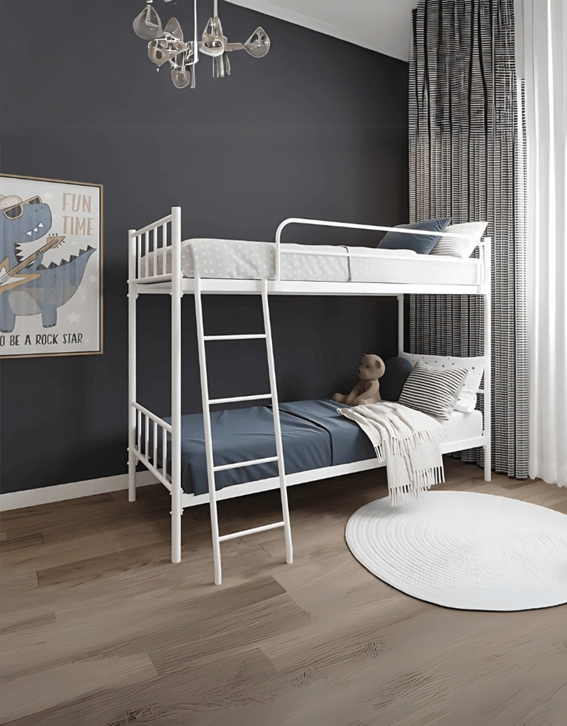 سرير بطابقين ستيل 150×80×200 سم - أبيض كود Bunkbed13005