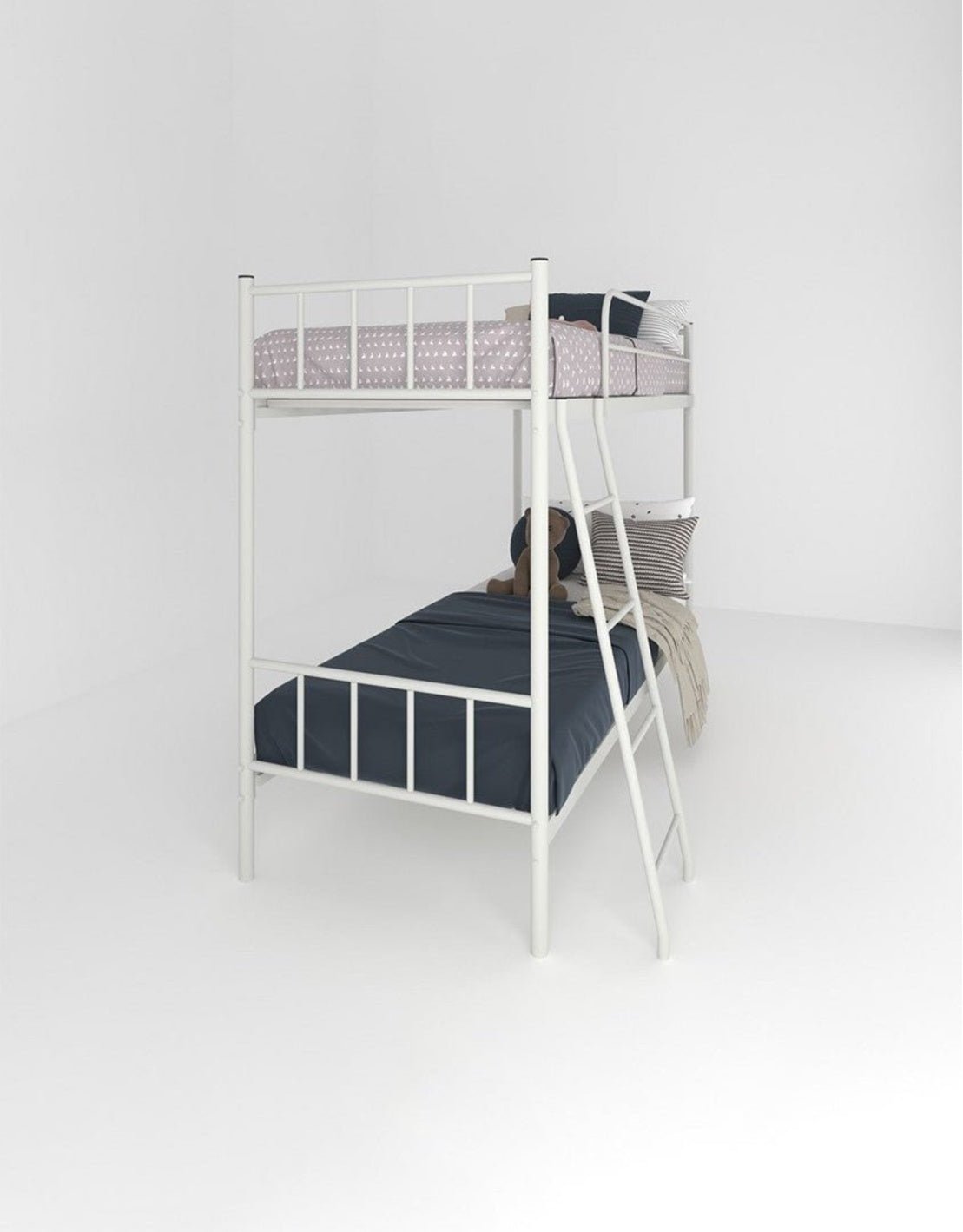 سرير بطابقين ستيل 150×80×200 سم - أبيض كود Bunkbed13005