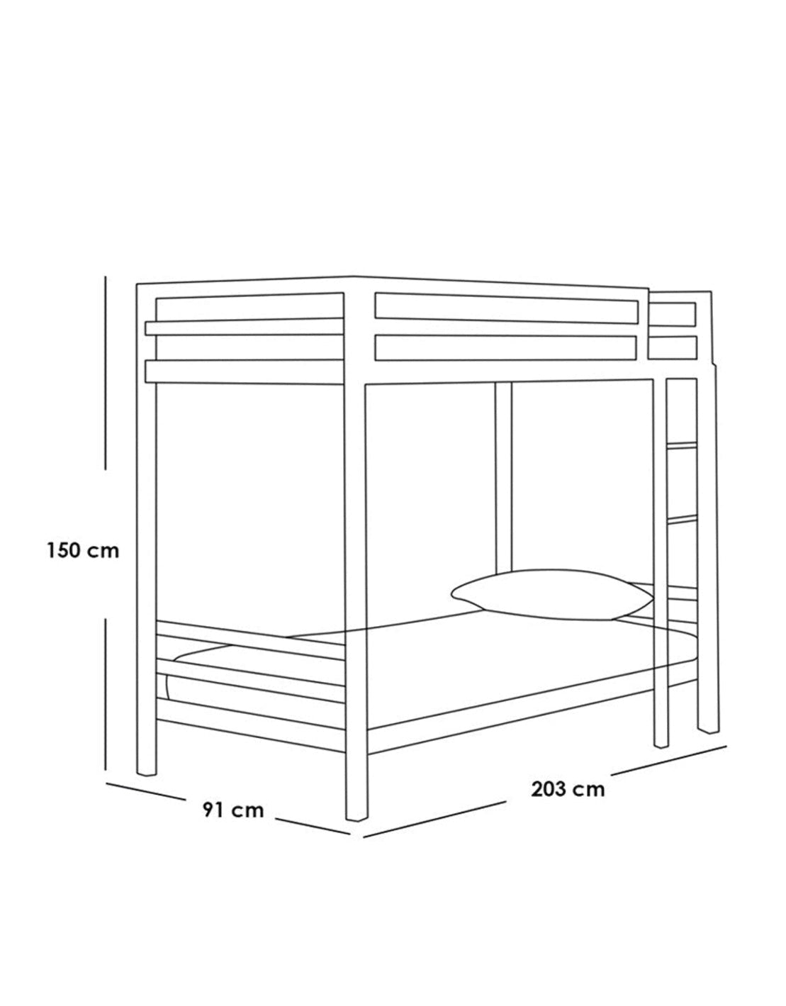 سرير بطابقين ستيل 150×91×203 سم - أسود كود Bunkbed13010 _