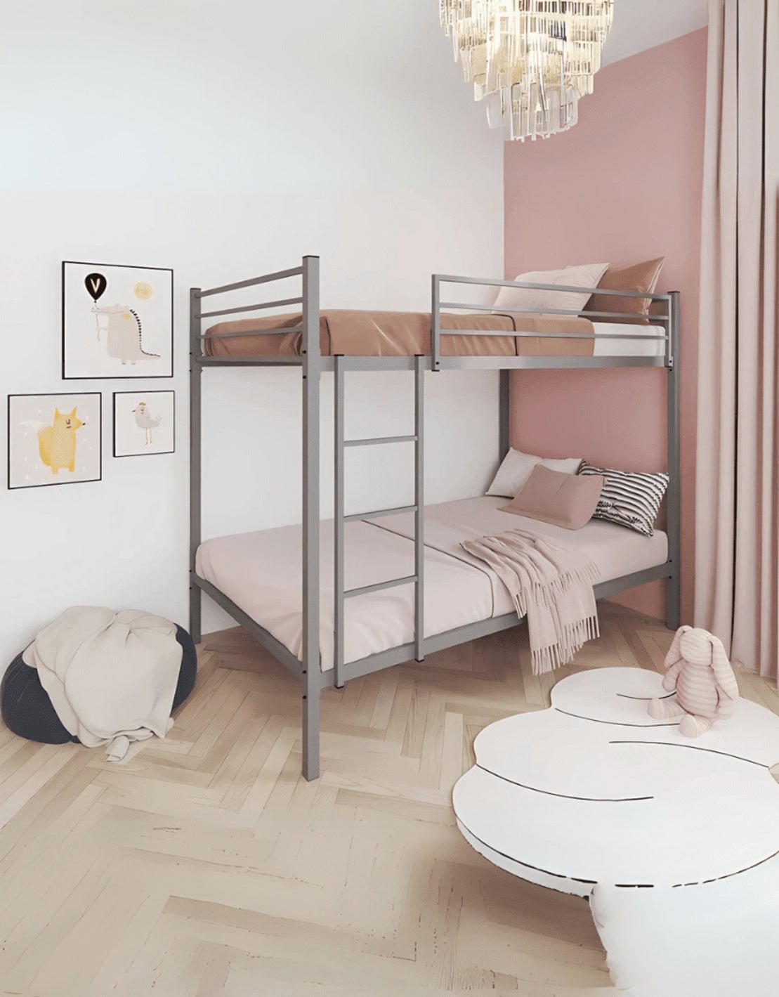 سرير بطابقين ستيل 165×121×203 سم - رمادى كود Bunkbed13014 _