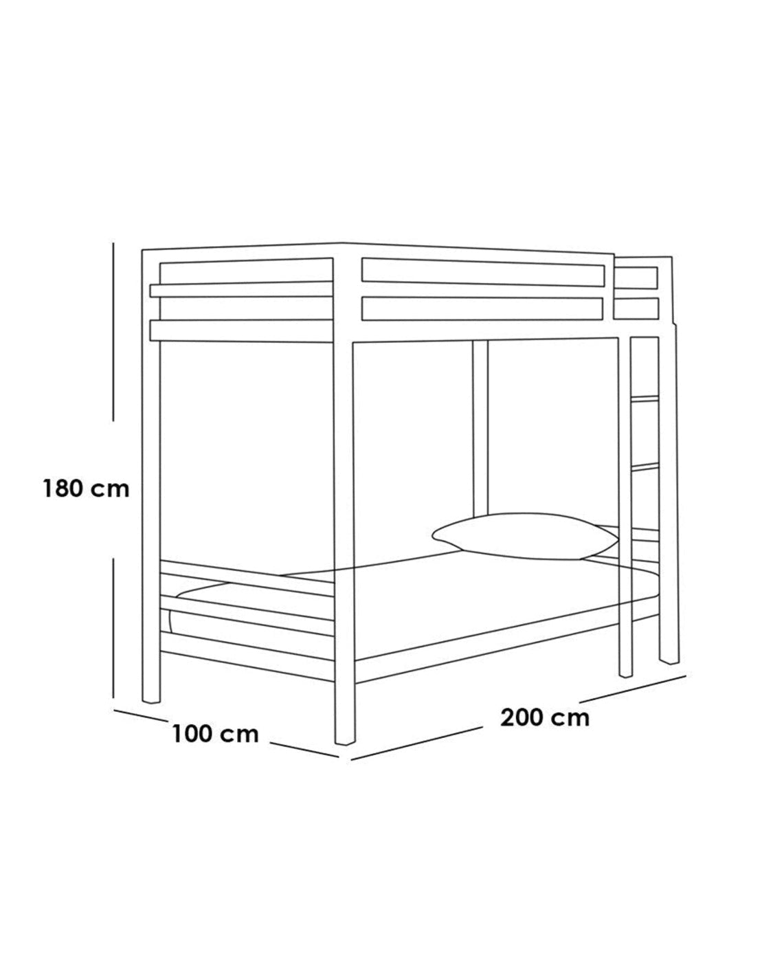 سرير دورين حديد 100 ×180×200سم - رمادي كود Bunkbed13006 _