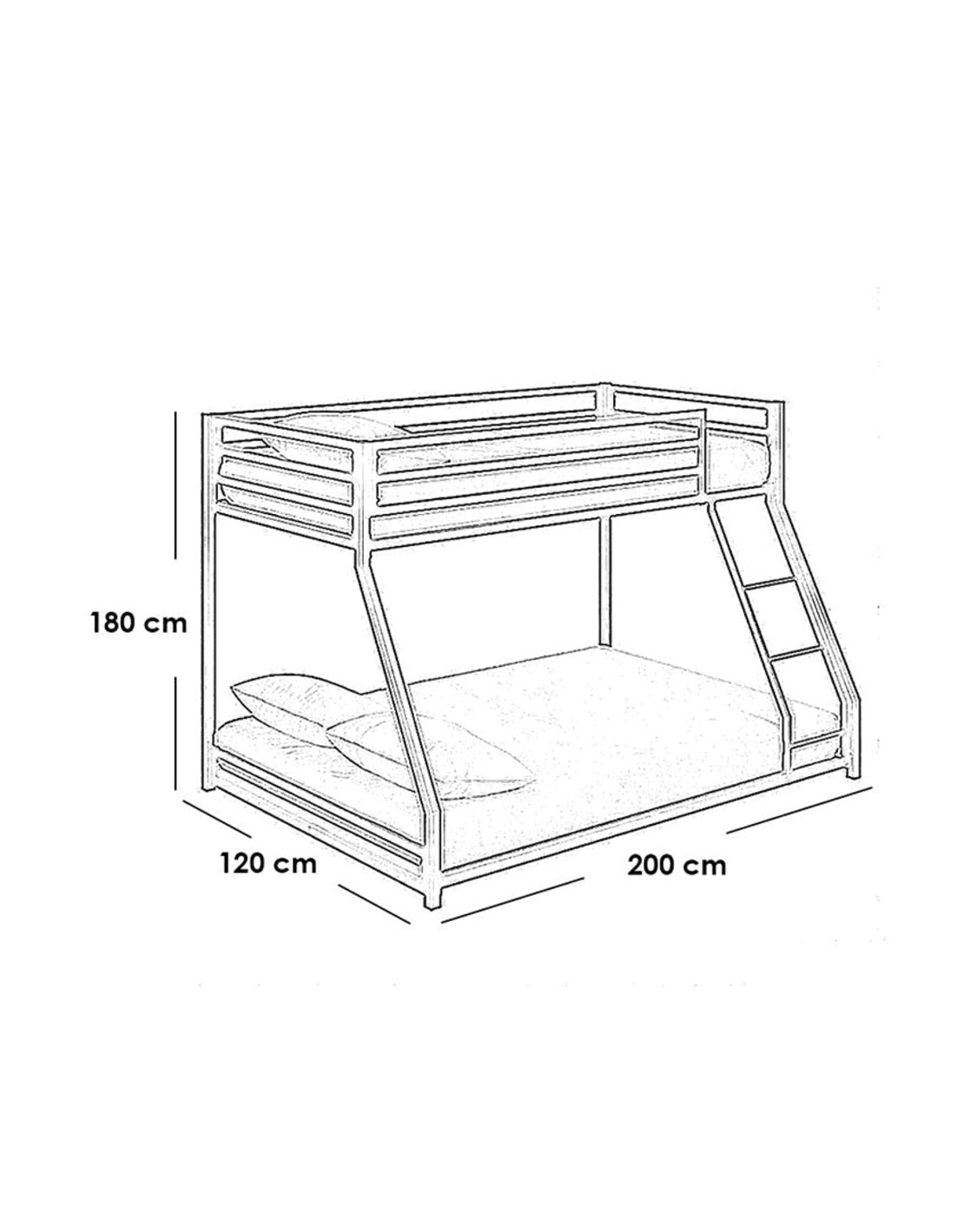سرير دورين حديد 120 ×180×200سم - ابيض كود Bunkbed13027 _