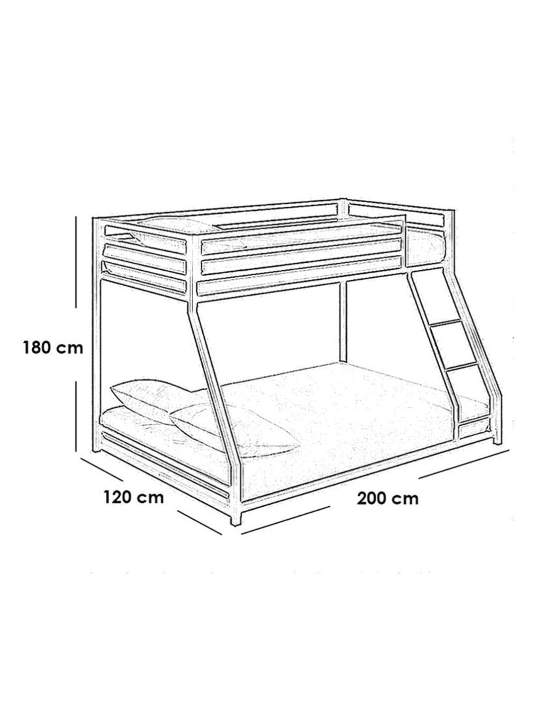 سرير دورين حديد120 ×180×200سم - اسود كود Bunkbed13034 _