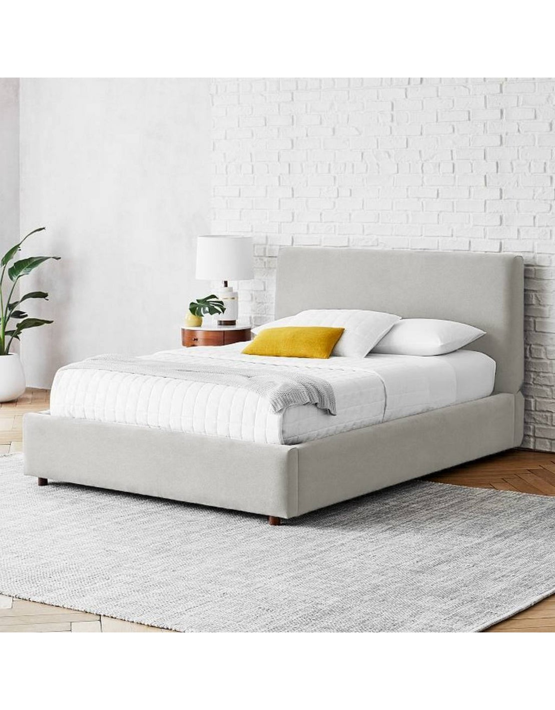 سرير فردي خشب كبس كونتر و قماش قطيفة رمادي كود bed5008 _