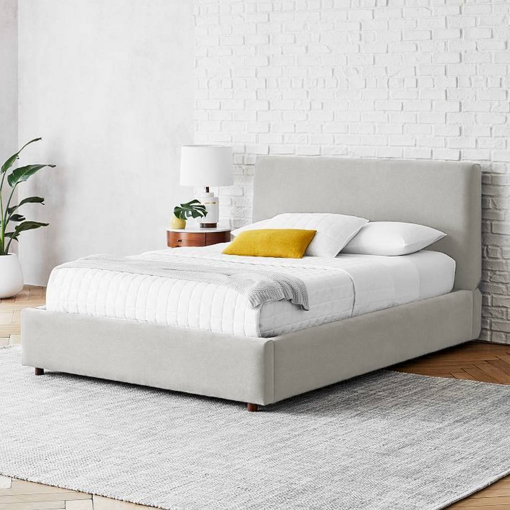 سرير فردي خشب كبس كونتر و قماش قطيفة رمادي كود bed5008 _
