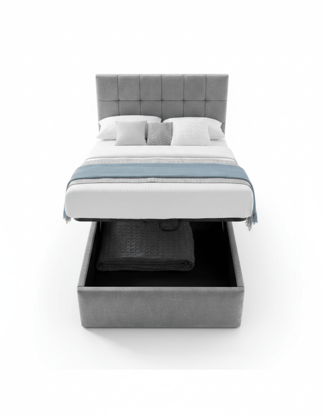 سرير فردي خشب زان احمر و قماش قطيفة كود bed5029 _