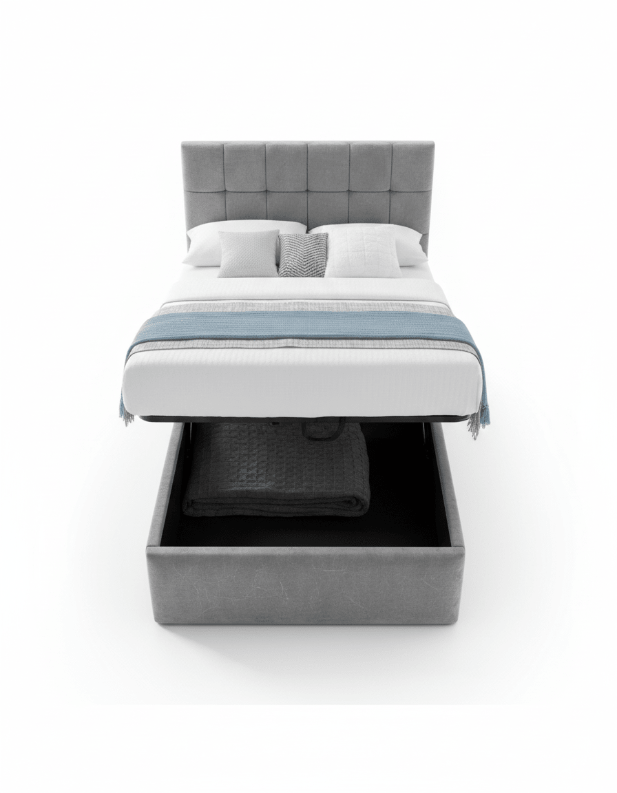 سرير فردي خشب زان احمر و قماش قطيفة كود bed5029 _