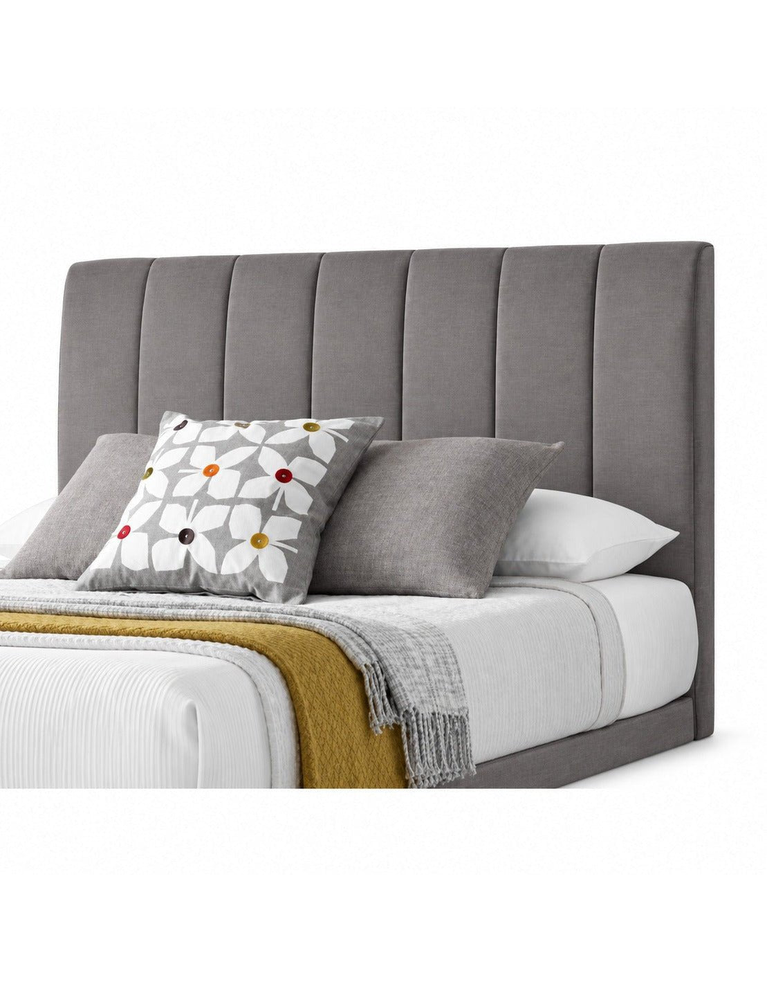 سرير فردي خشب زان احمر و قماش قطيفة رمادي كود bed5001
