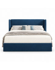 سرير خشب ام دي اف و قطيفة أزرق كود bed5046