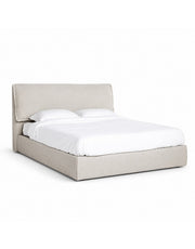 سرير خشب كونتر و قماش قطيفة بيج كود bed5031