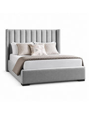 سرير خشب كونتر و قماش قطيفة رمادي كود bed5027 _