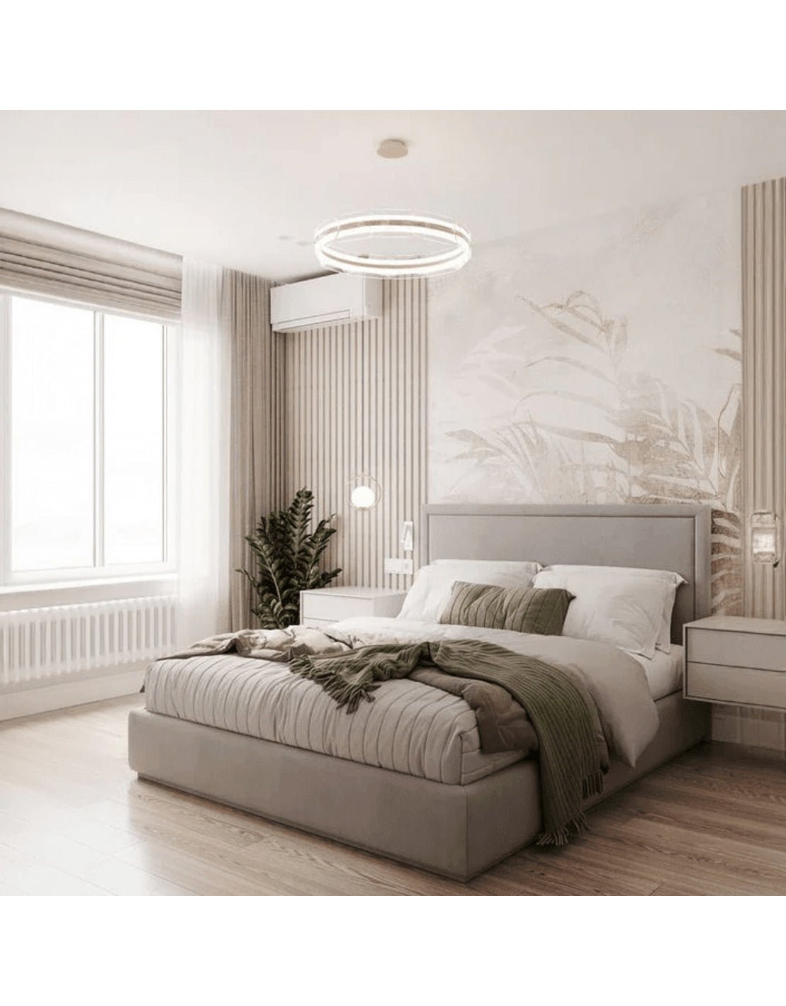 سرير خشب كونتر و قماش قطيفةرمادي كود bed5026