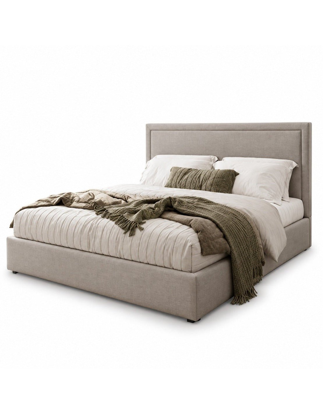 سرير خشب كونتر و قماش قطيفةرمادي كود bed5026