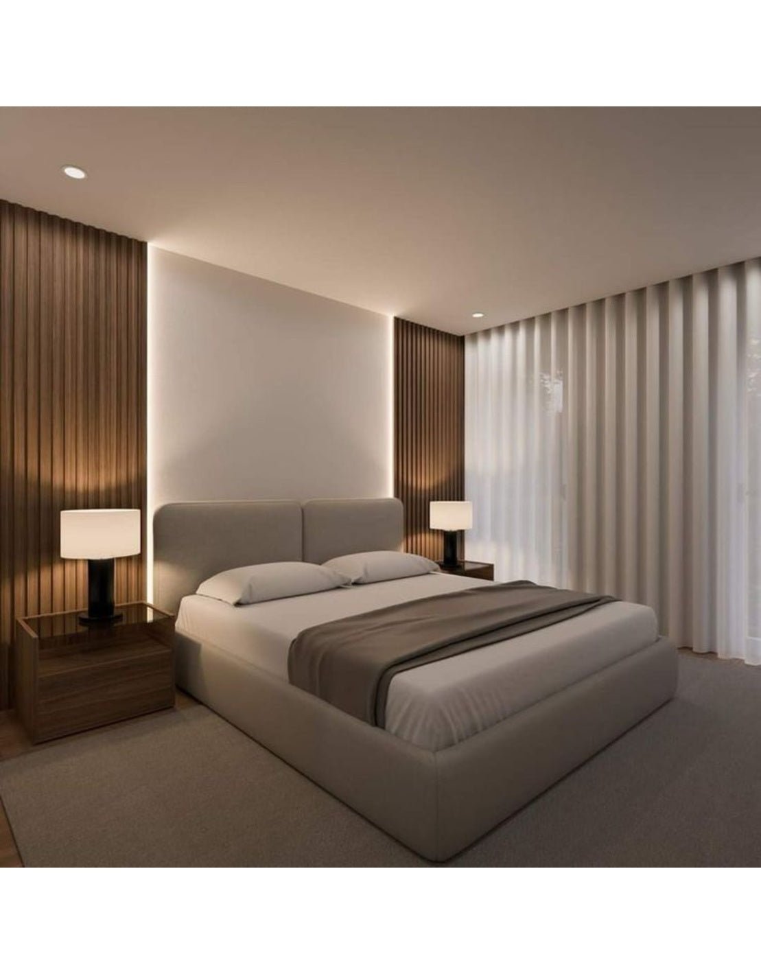 سرير خشب كونتر و قماش قطيفةرمادي كود bed5044 _