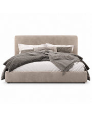 سرير كوين خشب ام دي اف و قماش هامر قطيفة بيج كود bed5036 _