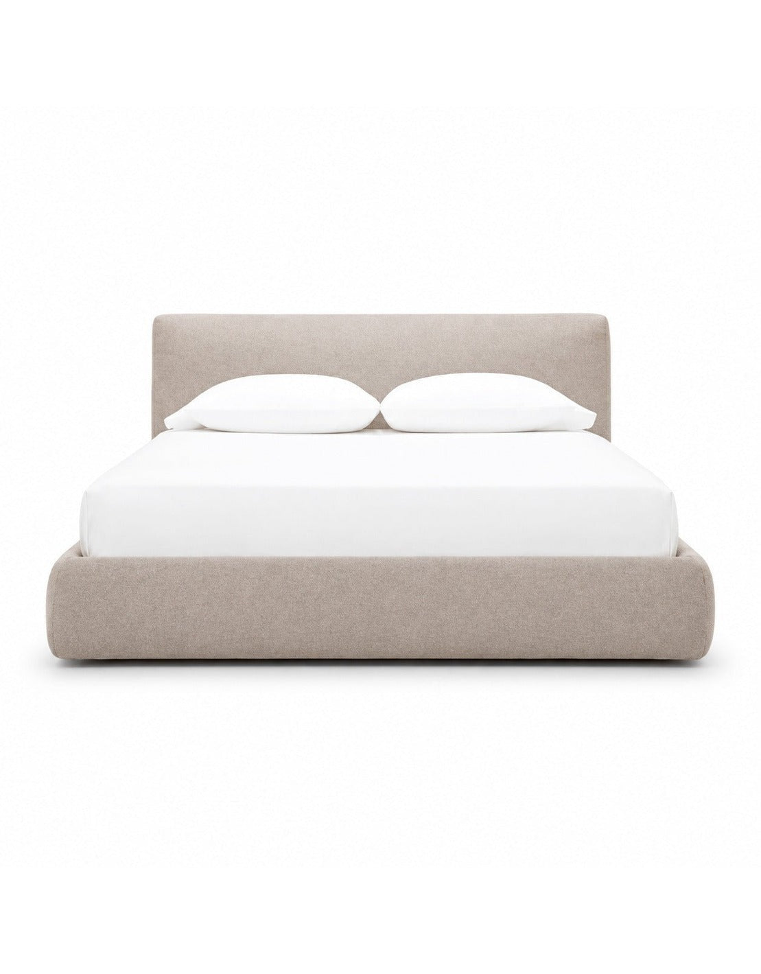 سرير كينج بومبيه خشب زان احمر و قطيفة بيج كود bed5043