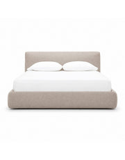 سرير كينج بومبيه خشب زان احمر و قطيفة بيج كود bed5043