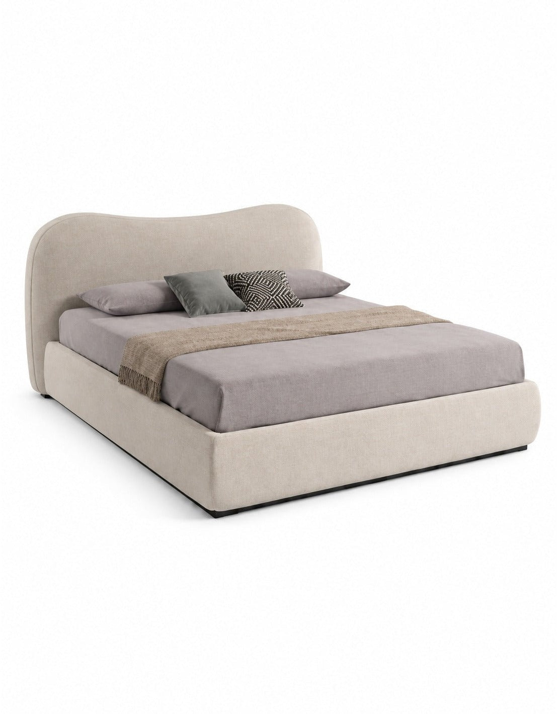 سرير كينج خشب ام دي اف و قماش قطيفة- بيج كود bed5004 _