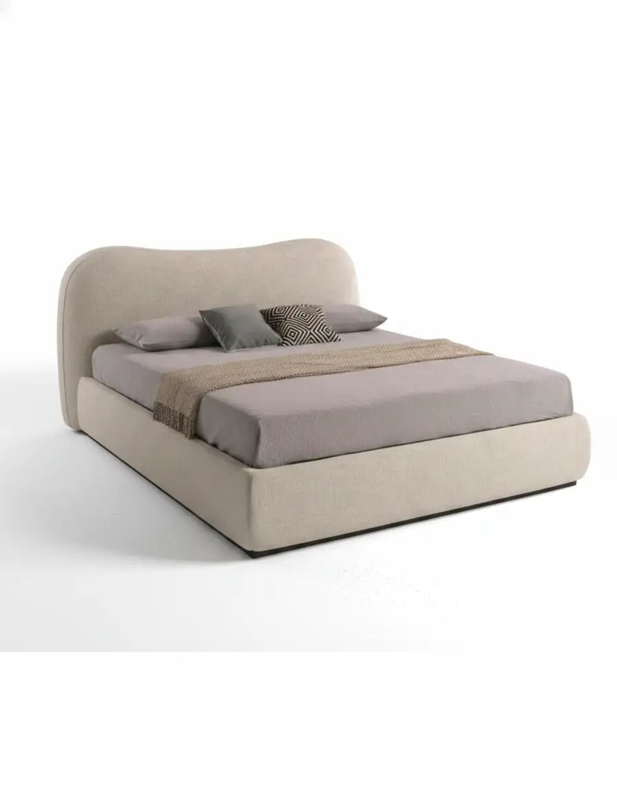 سرير كينج خشب ام دي اف و قماش قطيفة- بيج كود bed5004 _