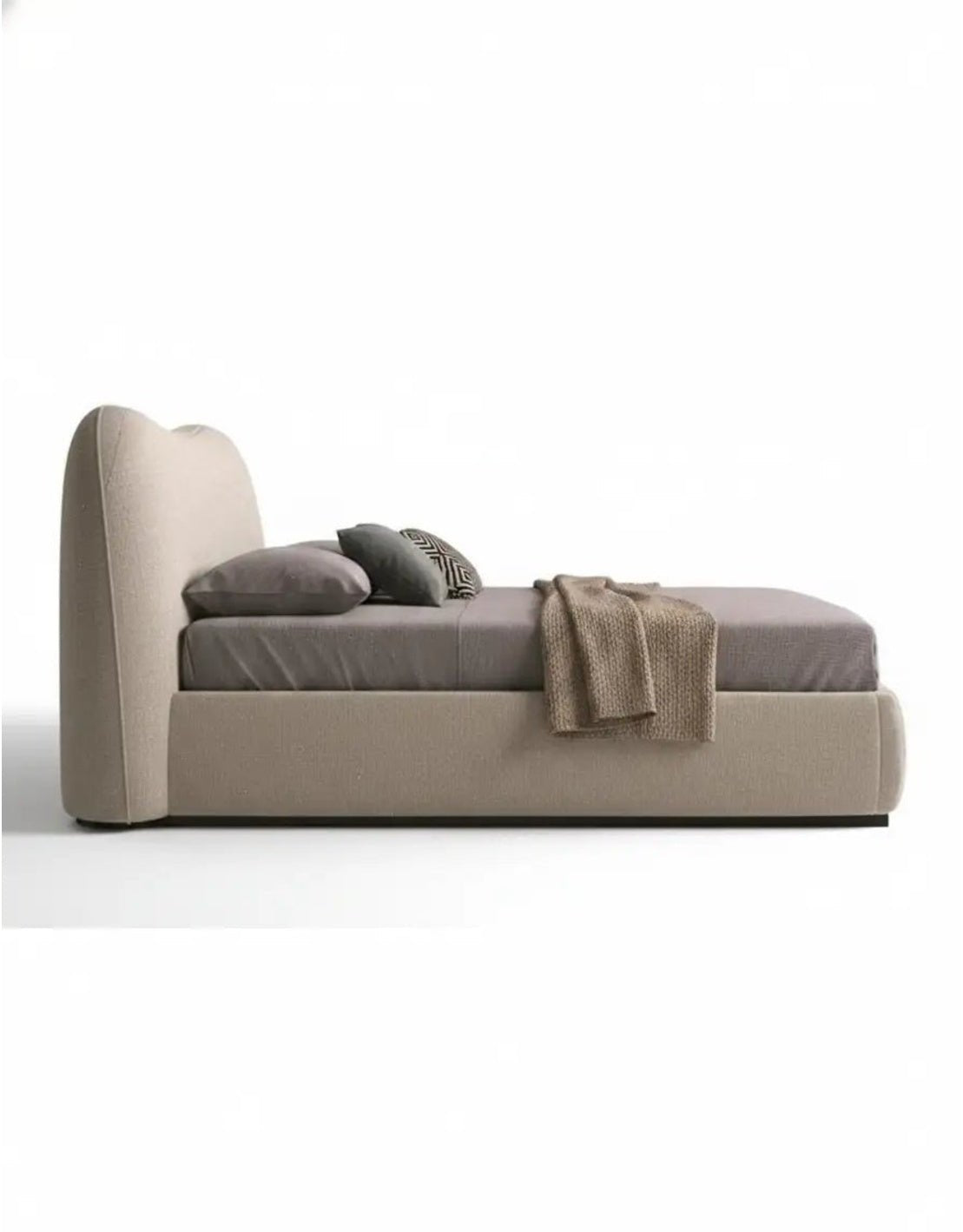 سرير كينج خشب ام دي اف و قماش قطيفة- بيج كود bed5004 _
