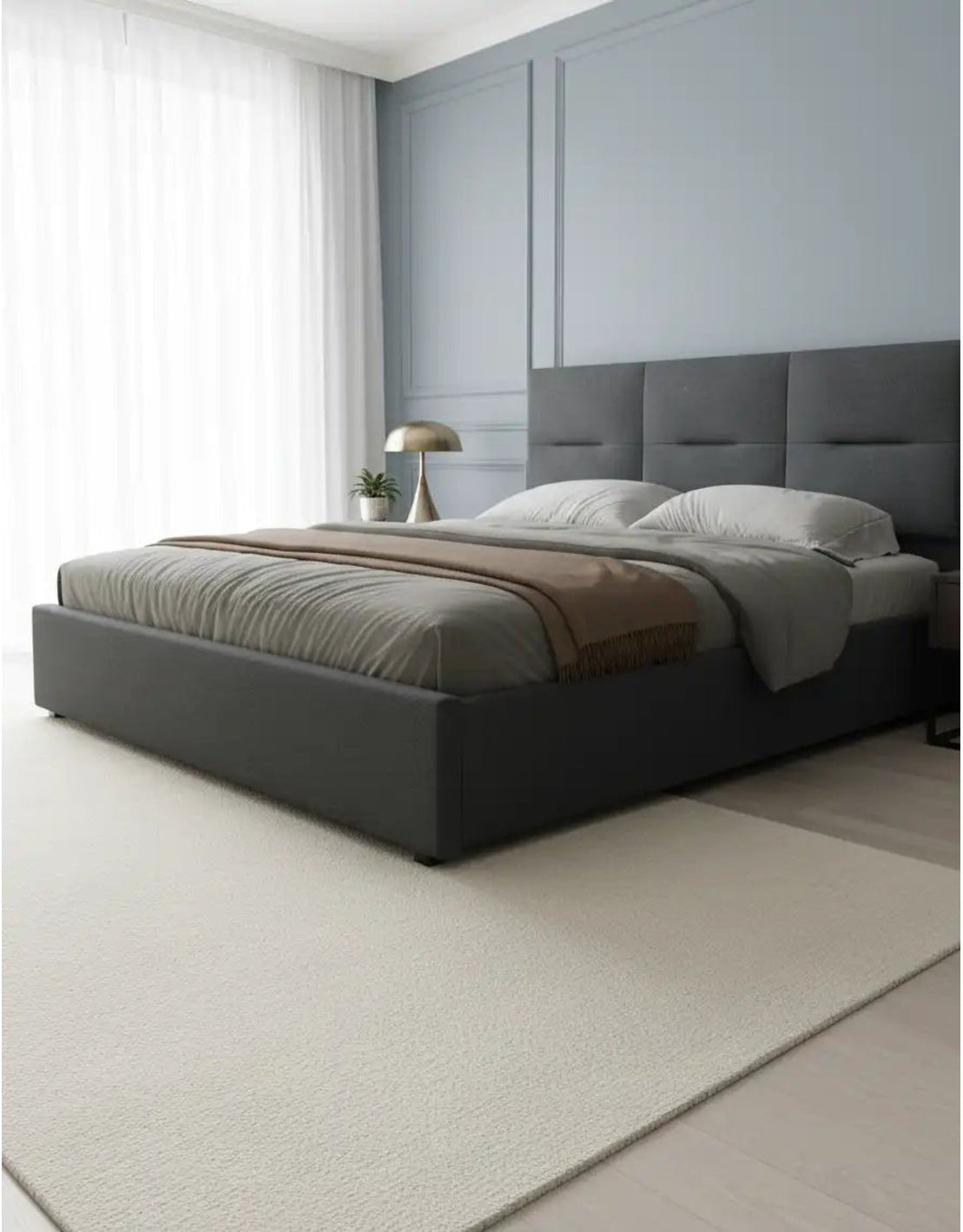 سرير كينج خشب ام دي اف و قماش قطيفة- كود bed5055