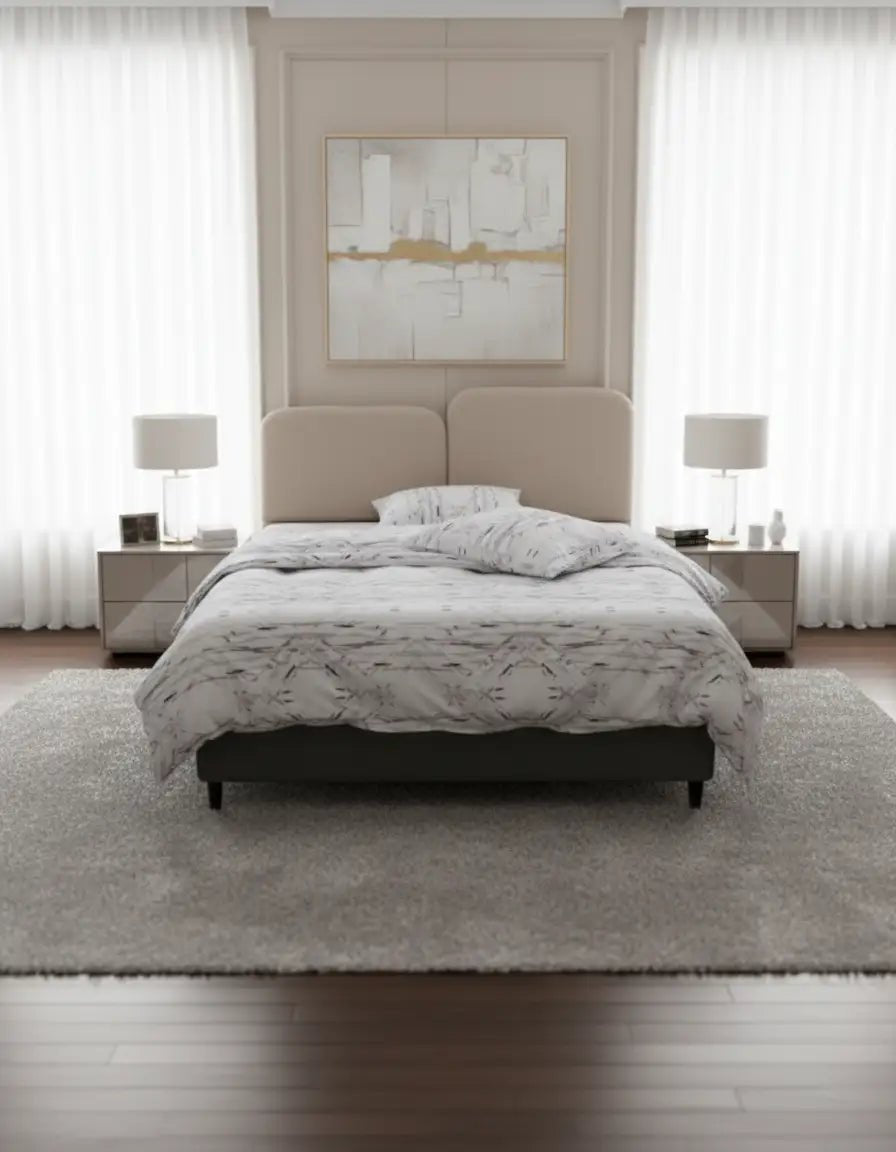 سرير كينج خشب ام دي اف و قماش قطيفة- كود bed5057 _