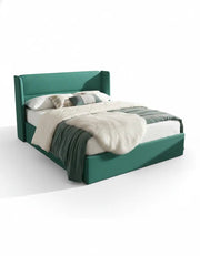 king size bed, contour wood and linen fabric, code bed5045 _