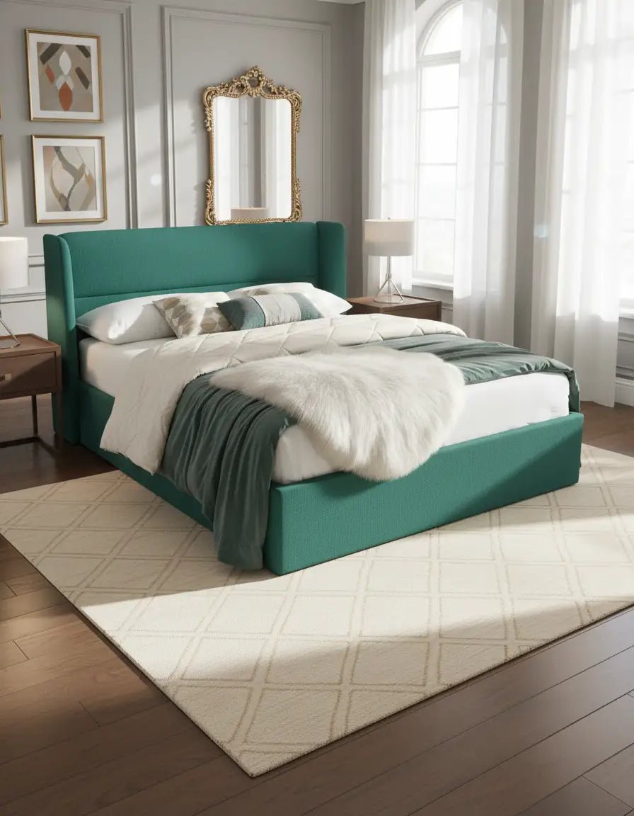 سرير كينج خشب كونتر و قماش كتان كود bed5045 _