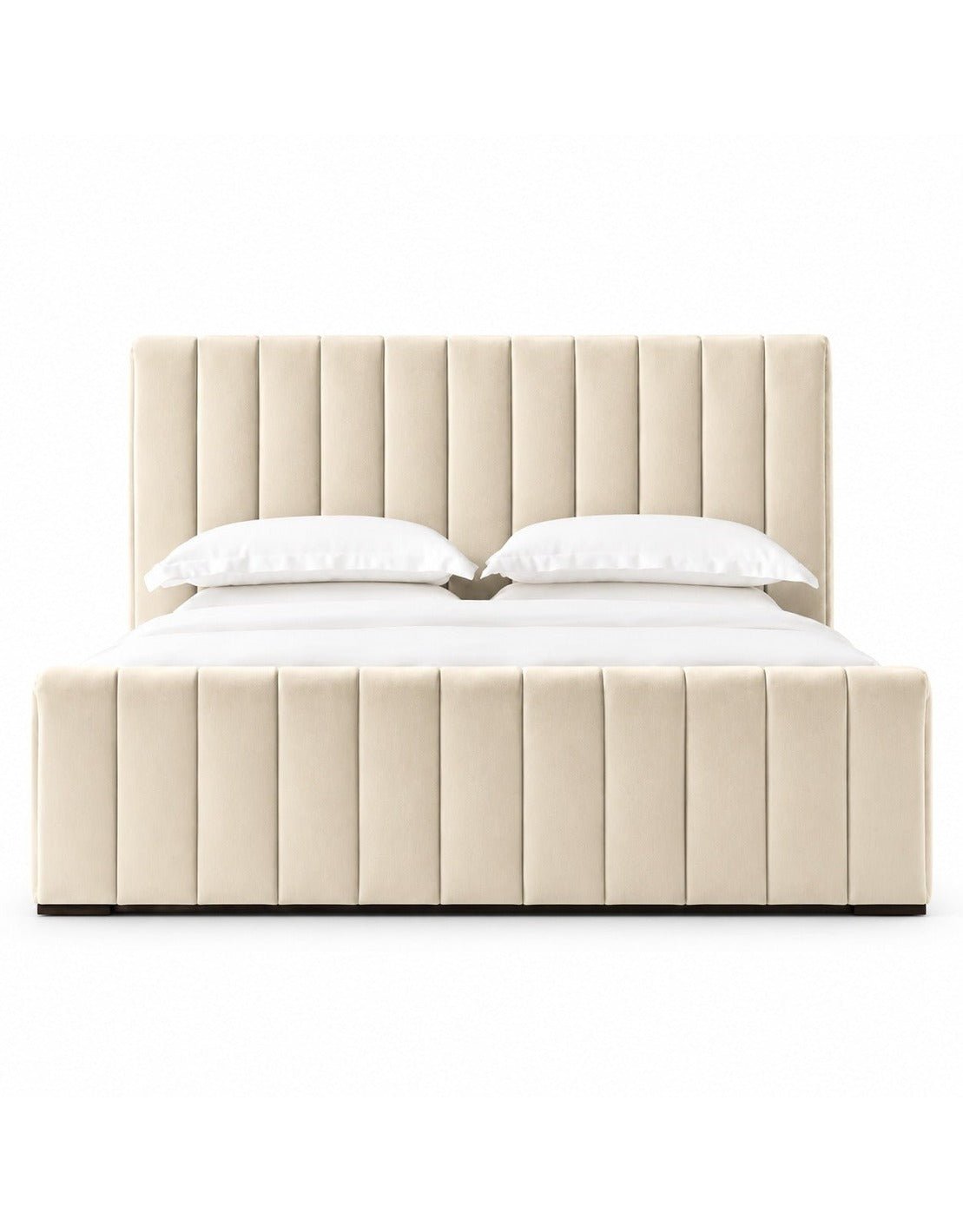 سرير كينج خشب زان احمر و قطيفة بيج كود bed5035 _
