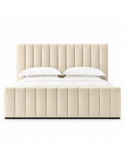 سرير كينج خشب زان احمر و قطيفة بيج كود bed5035 _