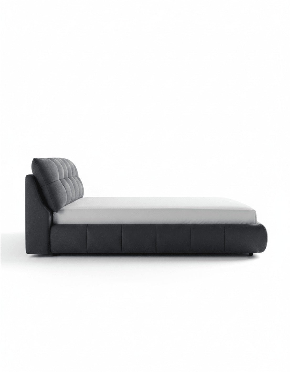 سرير كينج خشب زان احمر و قطيفة كابتونيه رمادي كود bed5039 _