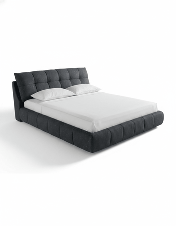 سرير كينج خشب زان احمر و قطيفة كابتونيه رمادي كود bed5039 _