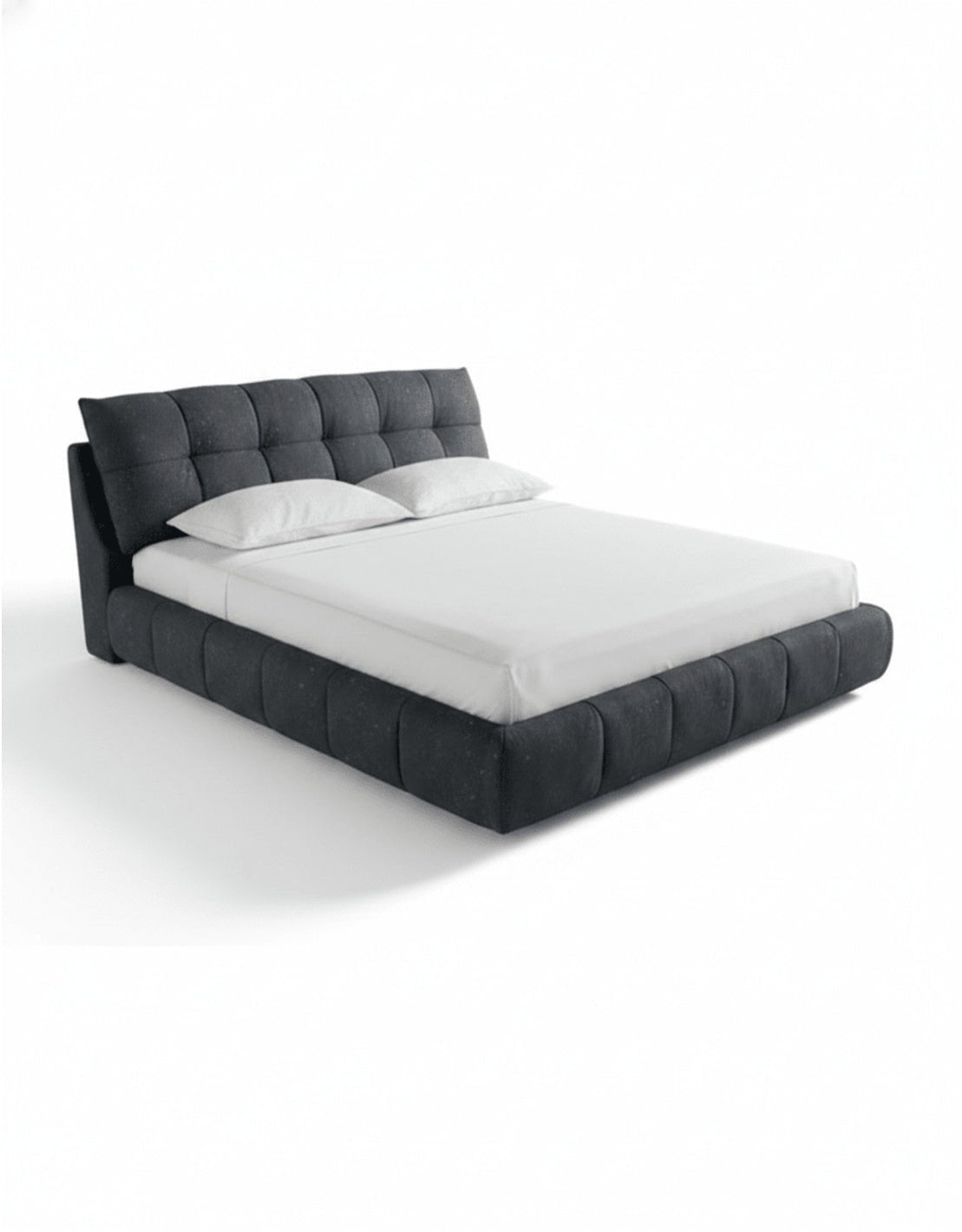 سرير كينج خشب زان احمر و قطيفة كابتونيه رمادي كود bed5039 _