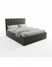سرير كينج خشب زان احمر و قطيفة رمادي كود bed5033 _