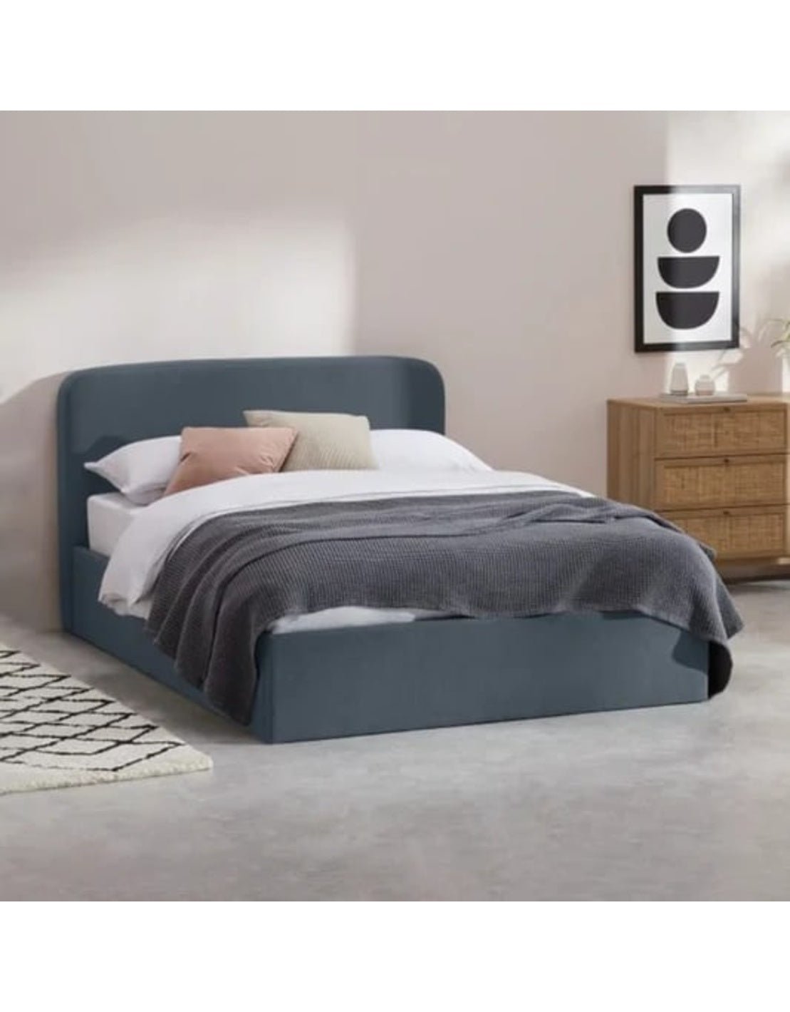سرير سوبر خشب كونتر و قماش قطيفة رمادي غامق كود bed5019 _
