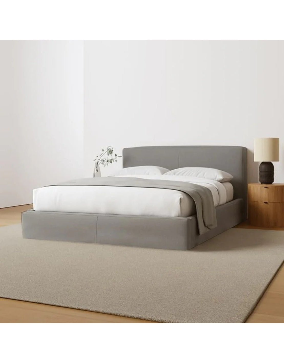 سرير سوبر خشب كونتر و قماش قطيفة رمادي كود bed5012