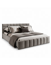 سرير سوبر خشب كونتر و قماش قطيفة رمادي كود bed5030 _