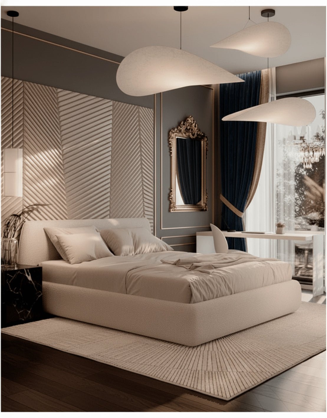 سرير سوبر خشب كونتر و قماش قطيفة روز كود bed5041 _