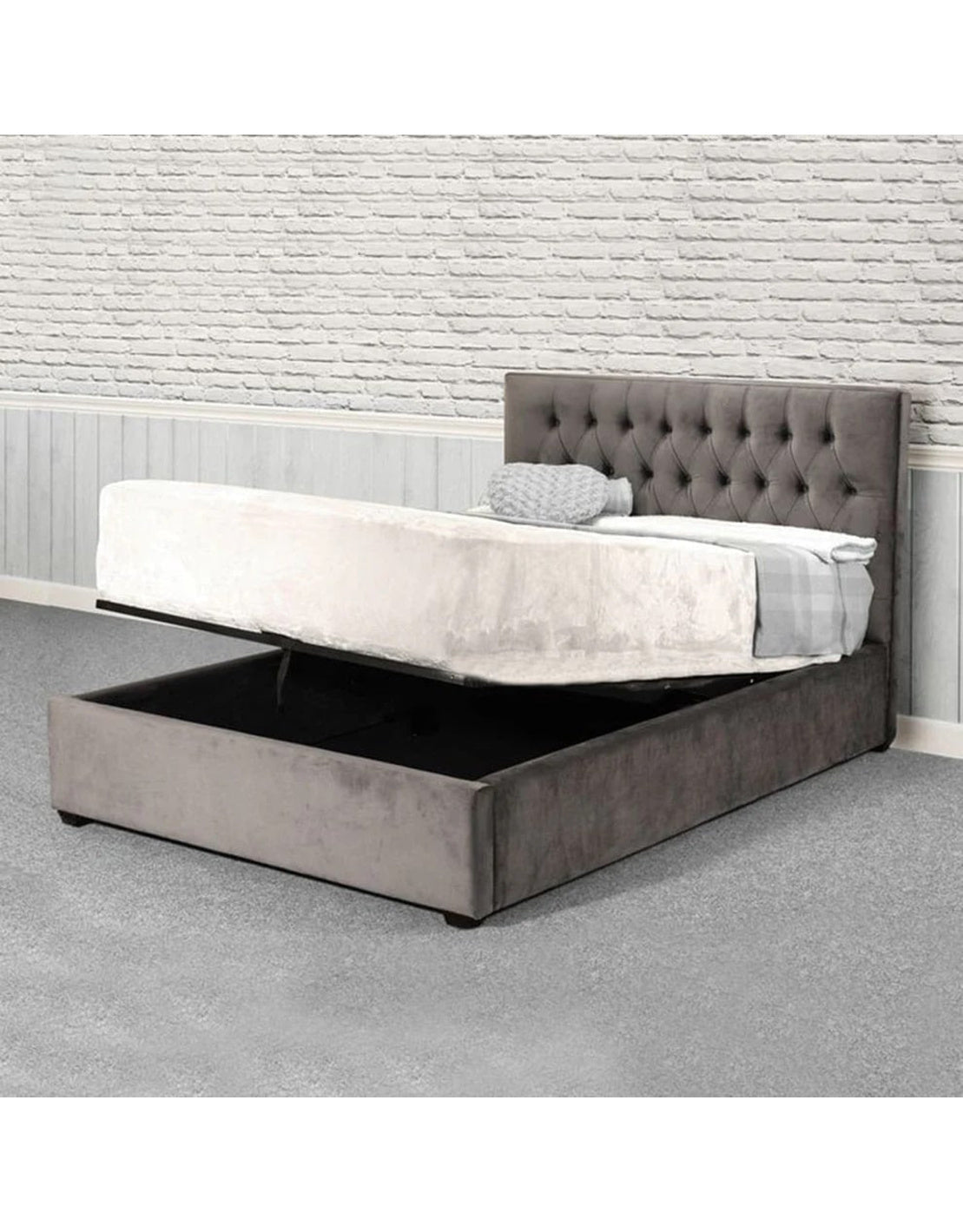 سرير سوبر كينج خشب كونتر و قماش قطيفة بنى كود bed5018 _